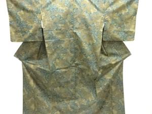 樹木模様織り出し手織り紬着物